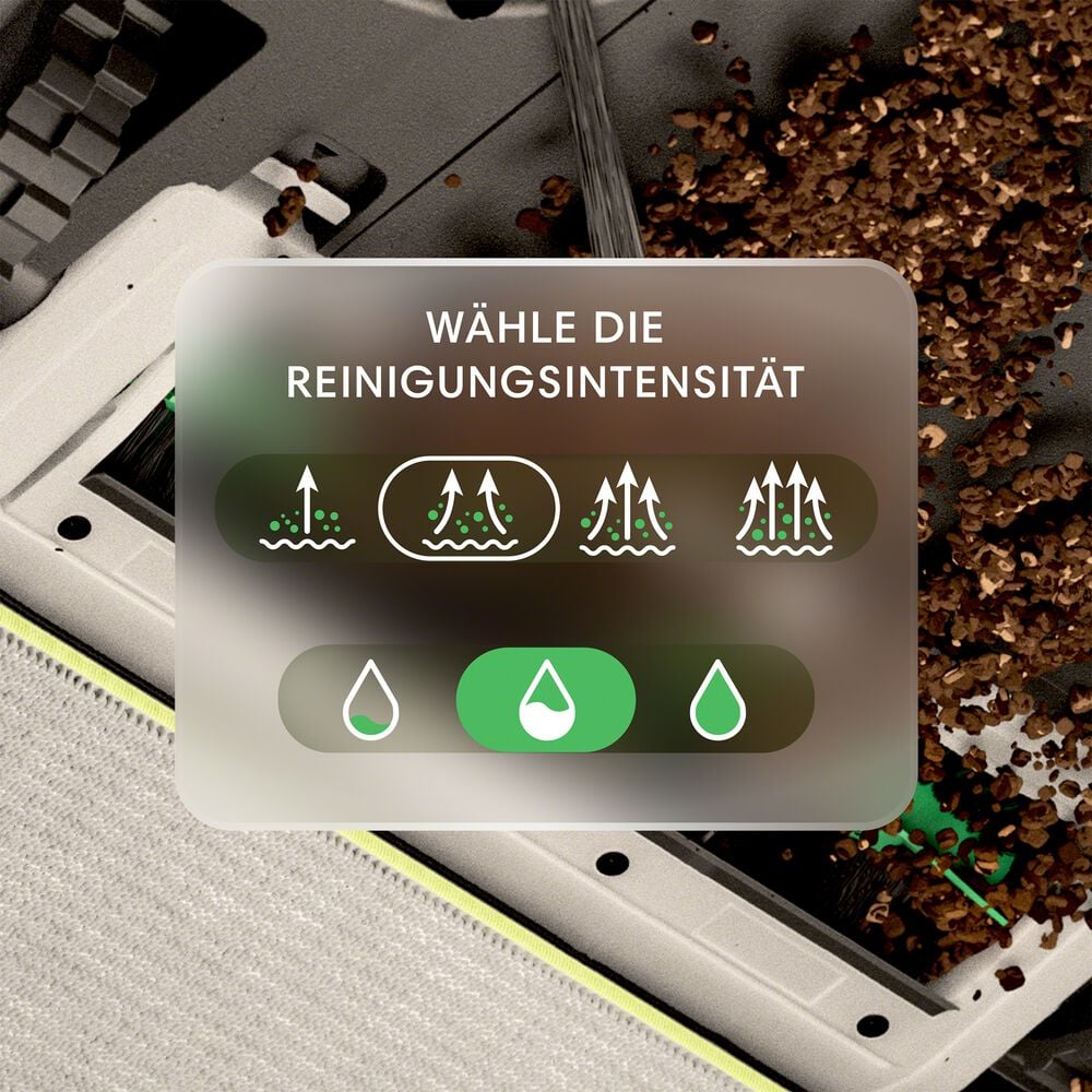 4 Saugleistungsstufen 3 Fl&uuml;ssigkeitseinstellungen